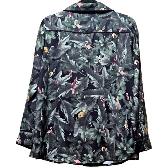 Plush Women's Jungle Print Button-Up‎ Pajama Top S Polyester Blouse - Picture 3 of 7